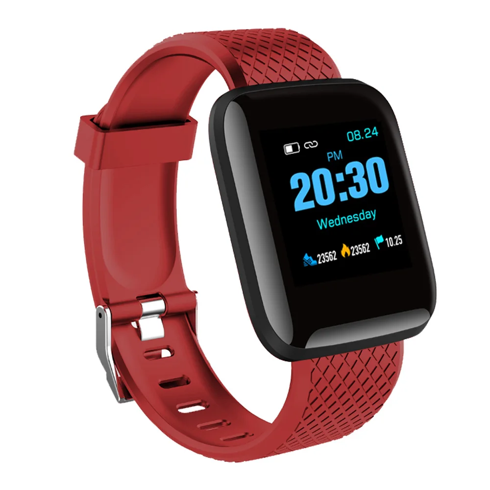Смарт-часы D13 умный Браслет сенсор пульса для мужчин и женщин спортивные часы водонепроницаемый смарт-браслет 116 плюс смарт-часы смарт часы - Цвет: Красный