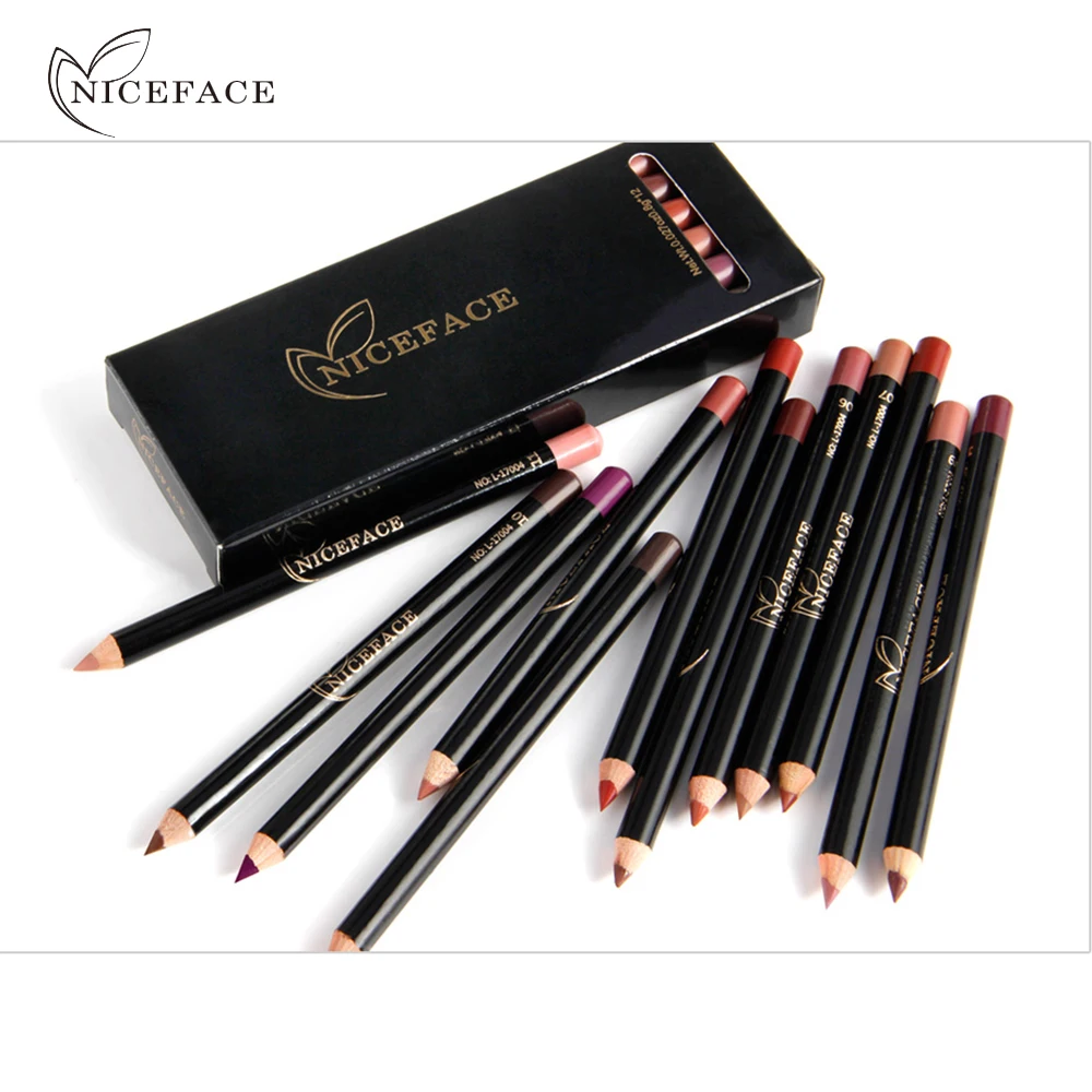 NICEFACE модные 12 Цветов натуральный Контур для губ Stick Косметика Красота Макияж