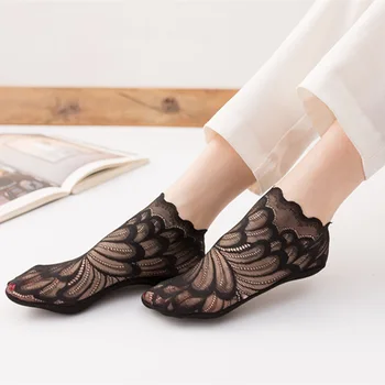 

Fashion Women Girls Summer Socks Style Lace Flower Short Sock Antiskid Invisible Ankle Sexy Short Socks