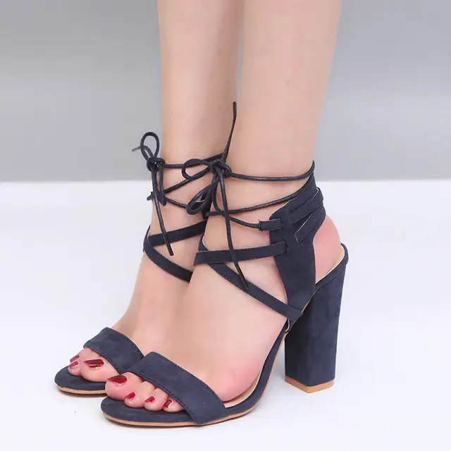 2018 Womens Gladiator Ladies Block High Heel Sandals Open Toe Platforms Bandage Shoes Buckle High Heels Shoes For Female Summer