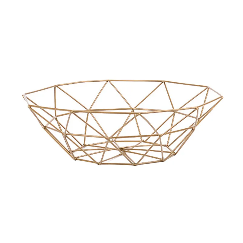 Geometric Fruit Vegetable Wire Basket Metal Bowl Kitchen Storage Desktop Display Storage Home Organization 40MT0404