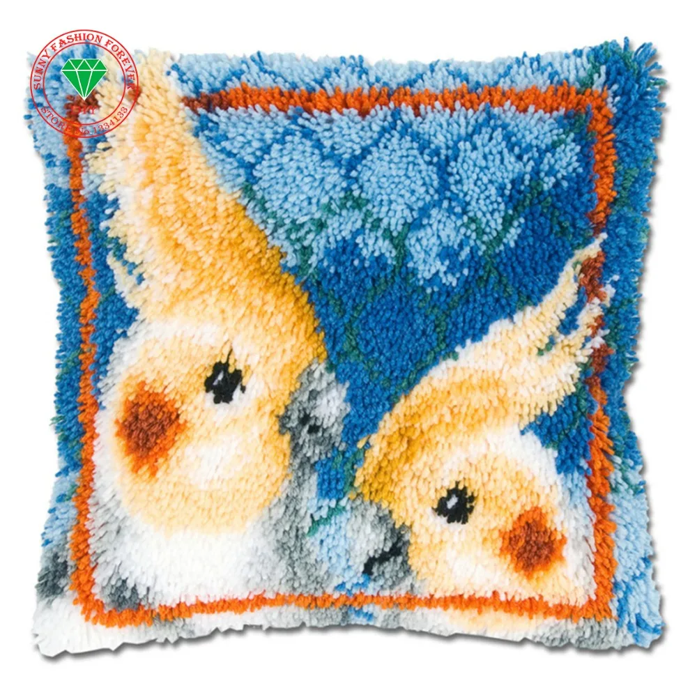 Parrot pillow cushion decor carpet Latch hook rug kits Pillowcase home