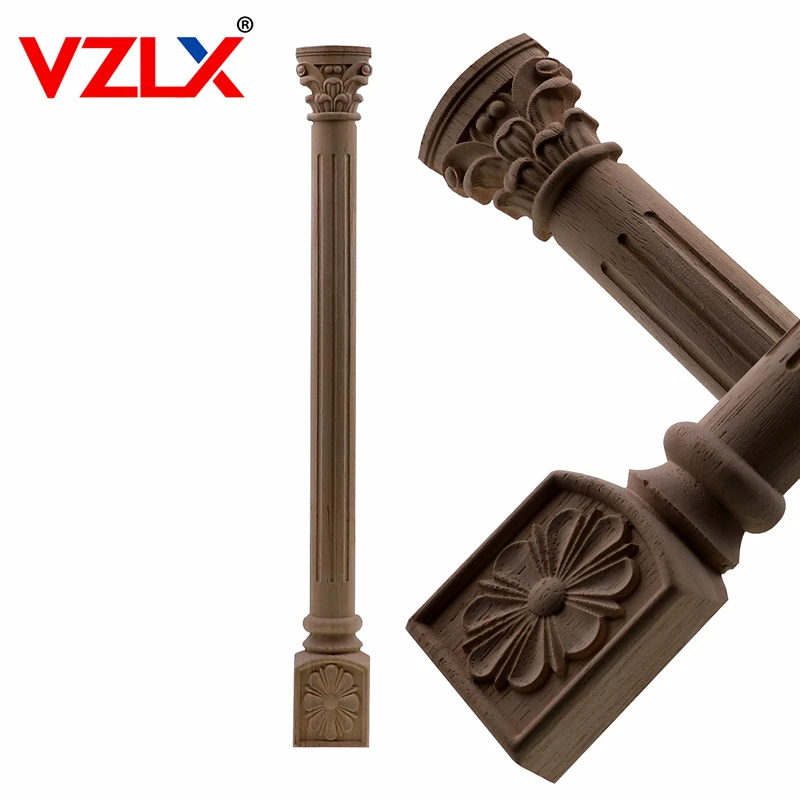 

VZLX Decorative Wood Appliques For Doors For Furniture Cabinet Unpainted Wooden Mouldings Decal Pillar Decorative Figurine