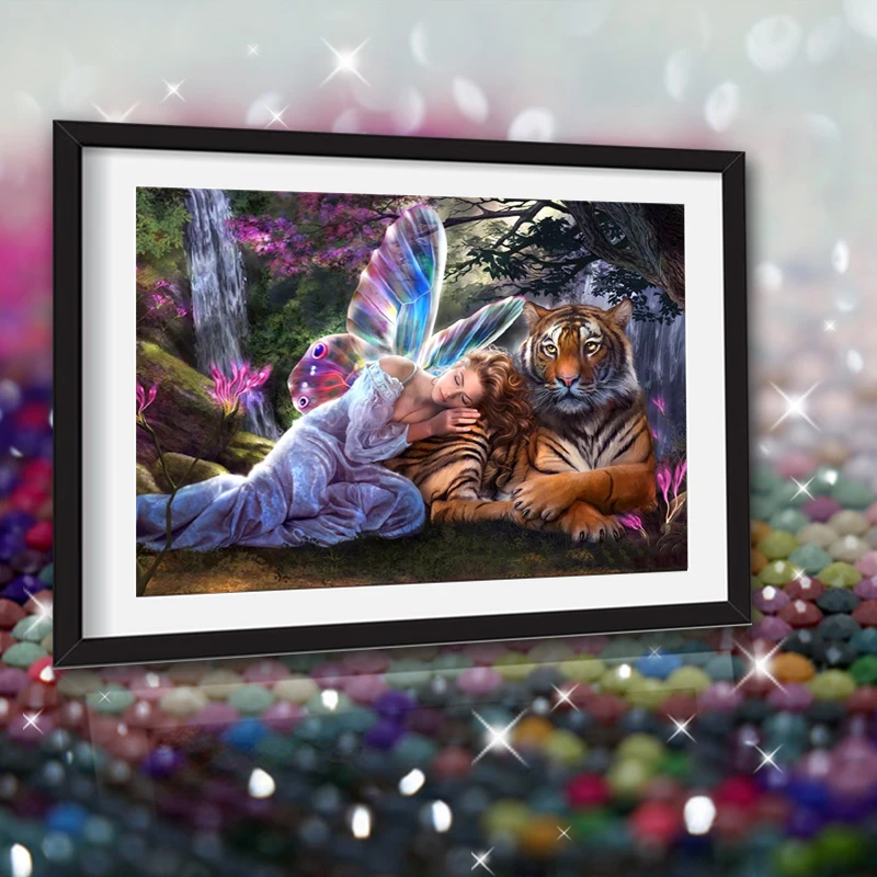 Животное тигр девушка новое поступление рукоделие DIY кристалл полный дрель квадратный 5D алмазная живопись Набор для вышивки крестом мозаика круглые стразы