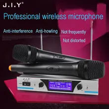 JIY профессиональный караоке двойной беспроводной микрофонный микшер радио Ручной HIFI микрофон студия для караоке компьютер конференц микрофон