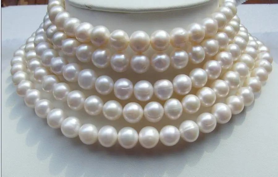 

19" 100" HUGE 9-10MM ROUND SOUTH SEA GENUINE WHITE PEARL NECKLACE 14K GOLD (0926)