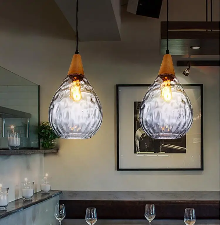 Vidro do Vintage Conduziu a Lâmpada Pingente de Jantar Luzes da Sala Luminárias para Casa Iwhd Nordic Estar Bola Vidro Pendurado Iluminação Interior 12 Cheap Luzes de pendentes