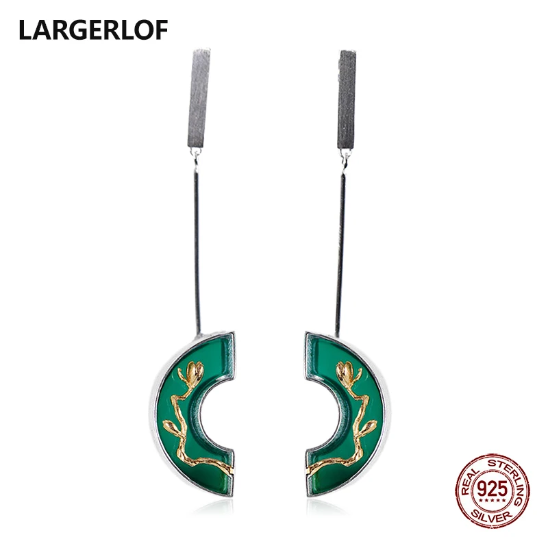 

LARGERLOF Silver Earrings 925 Women Lapis Drop Earrings 925 Silver Jewelry Vintage Earrings For Women EG41244