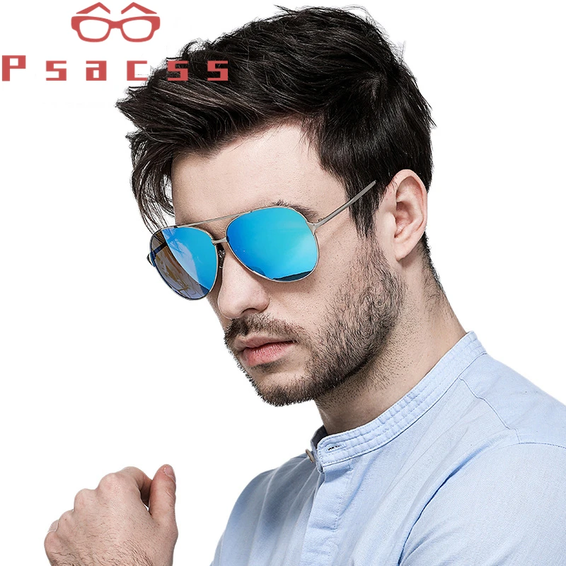 Psacss, Классические поляризованные солнцезащитные очки пилота, мужские Модные брендовые дизайнерские зеркальные солнцезащитные очки для вождения, рыбалки, очки UV400