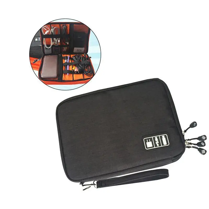 Koop Organizer Oortelefoon Kabel USB Flash Drives Digitale Opslag Pouch Data Tas Case Kleine Zwarte Kleur