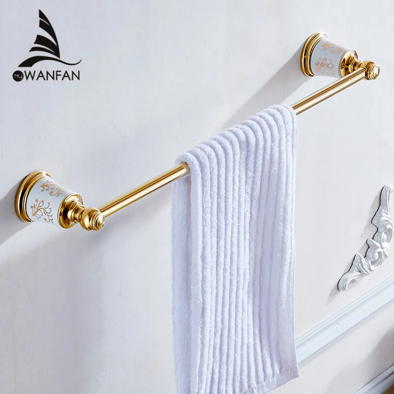 Modern Style Towel Bars Wall Mounted Silver Surface Towel Rack Towel