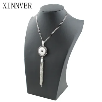 

Xinnver Snap Button Jewelry Charm Necklace Fit 18MM Button Snap Custom Tassel Pendant Sweater Chain ZG002
