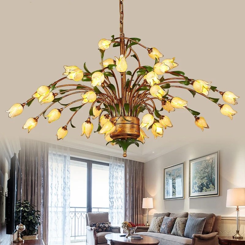 

American Chandelier Art rural countryside retro European style hall hall dining room luxury villa living room Chandelier
