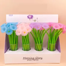 48 шт./партия, креативные канцелярские принадлежности, милый мультфильм, morning glory, силикон, 0,5 мм, черные чернила, Студенческая гелевая ручка для школы офиса, авторучки