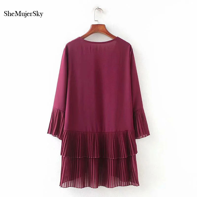 SheMujerSky Solid Chiffon Blouse Spliced Ruffles Women Shirts Flare Sleeve Loose Summer Tops blusas femininas SheMujerSky Solid Chiffon Blouse Spliced Ruffles Women Shirts Flare Sleeve Loose Summer Tops blusas femininas