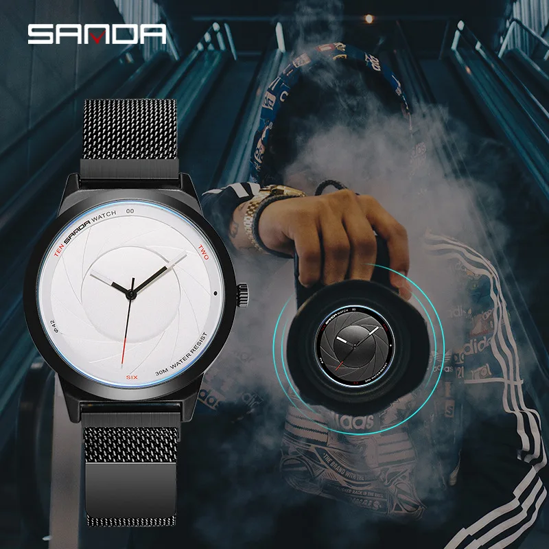 Sanda Creative New Concept Optical Watch Wormhole Men and Women Couple Students Korean Version of The Simple Fashion Watch