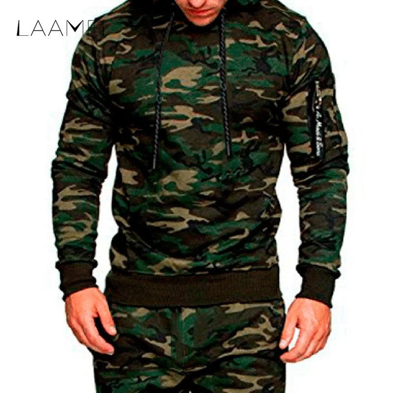 Laamei мужской спортивный костюм с длинным рукавом толстовки брюки мужские принты повседневный комплект камуфляж мышцы спортивный костюм