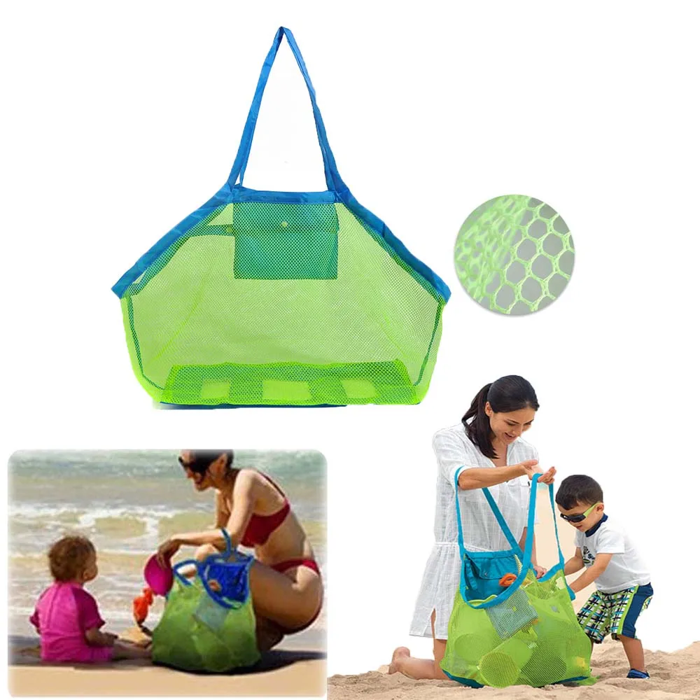 

Foldable Beach Mesh Storage Bag Reusable Sand Toy Bag Portable Storage for Outdoor Beach Park Swimming Toys Towels Groceries