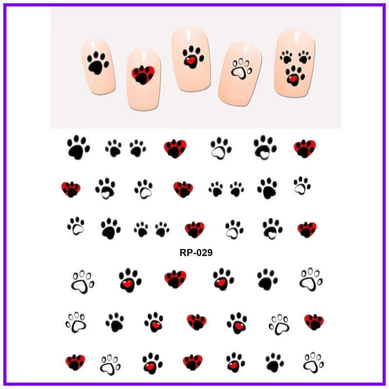 NAIL ART BEAUTY наклейка на ногти водная наклейка слайдер мультфильм животное коготь лапа ноги Печать RP025-030