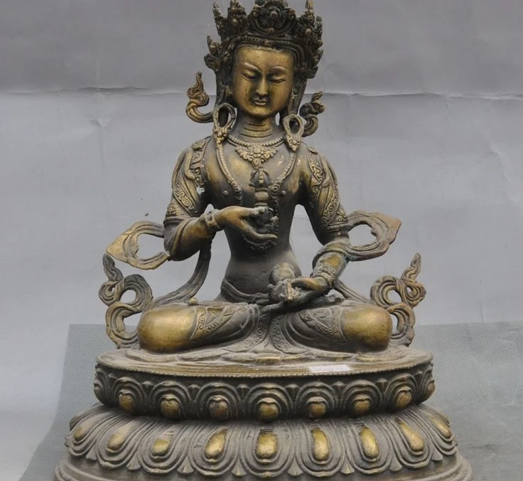 

Old Tibet Buddhism Fane joss bronze Vajrasattva Goddess Kwan-yin Buddha Statue