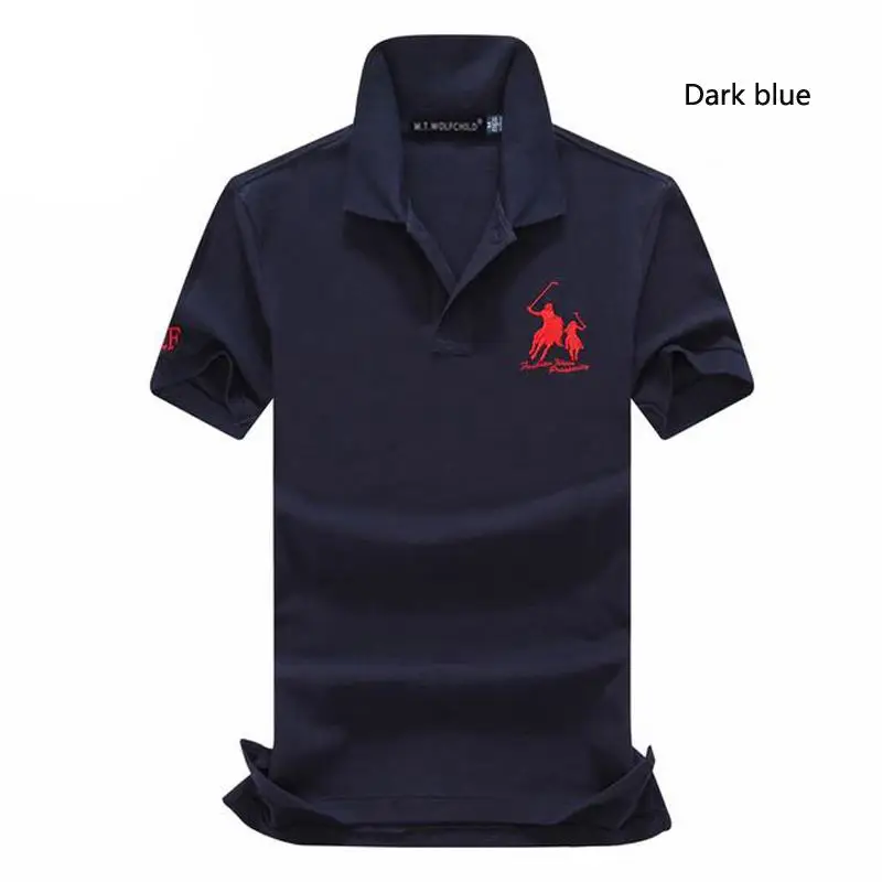 Dark blue Хорошее качество новые летние Брендовые мужские рубашки поло с коротким рукавом повседневные мужские хлопковые рубашки поло с отворотом Модные мужские облегающие Топы - Цвет: Dark blue