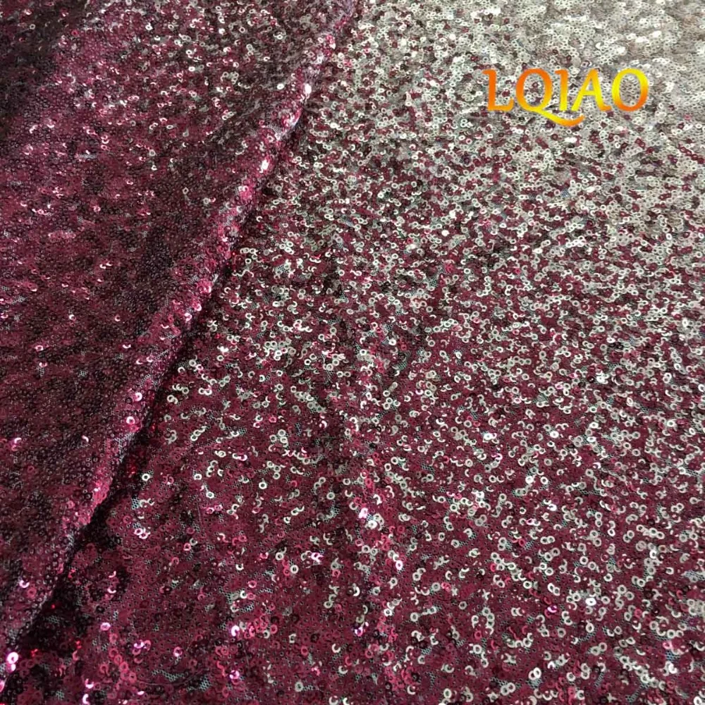 Burgundy Light Gold Sequin Fabric-008