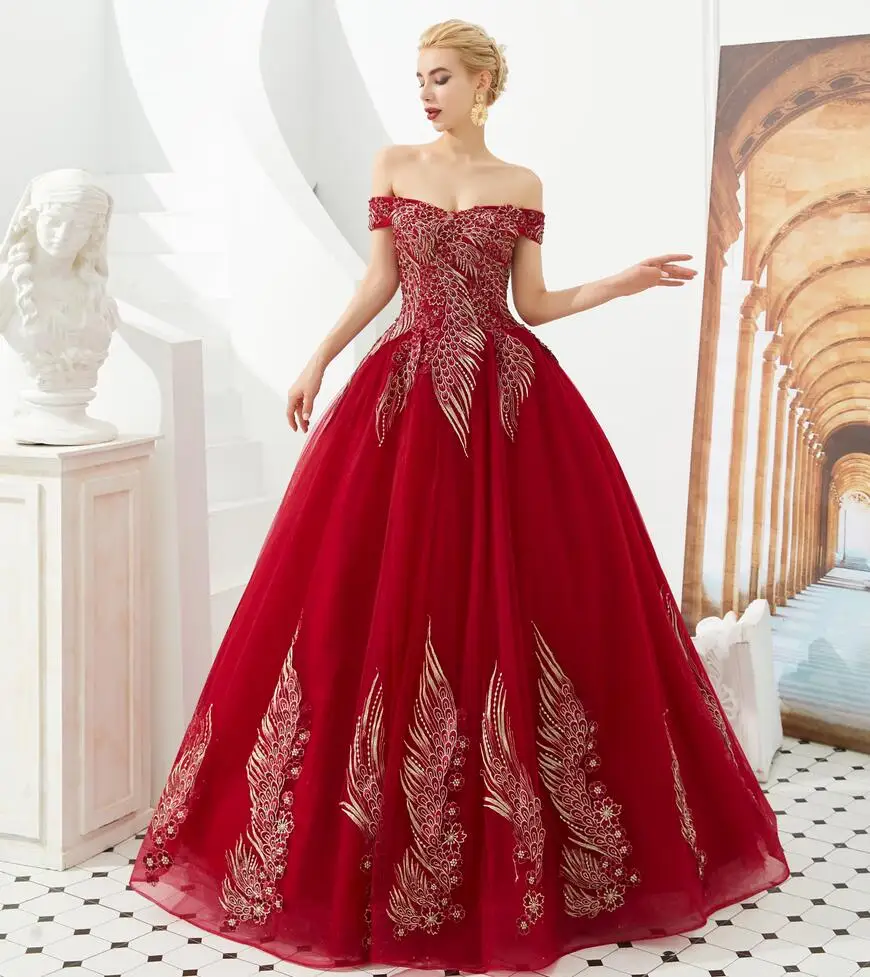 ADLN элегантные бордовые платья Quinceanera, сексуальные, открытые плечи, бальное платье для светской львицы vestidos de 15 anos suknia balowa - Цвет: burgundy