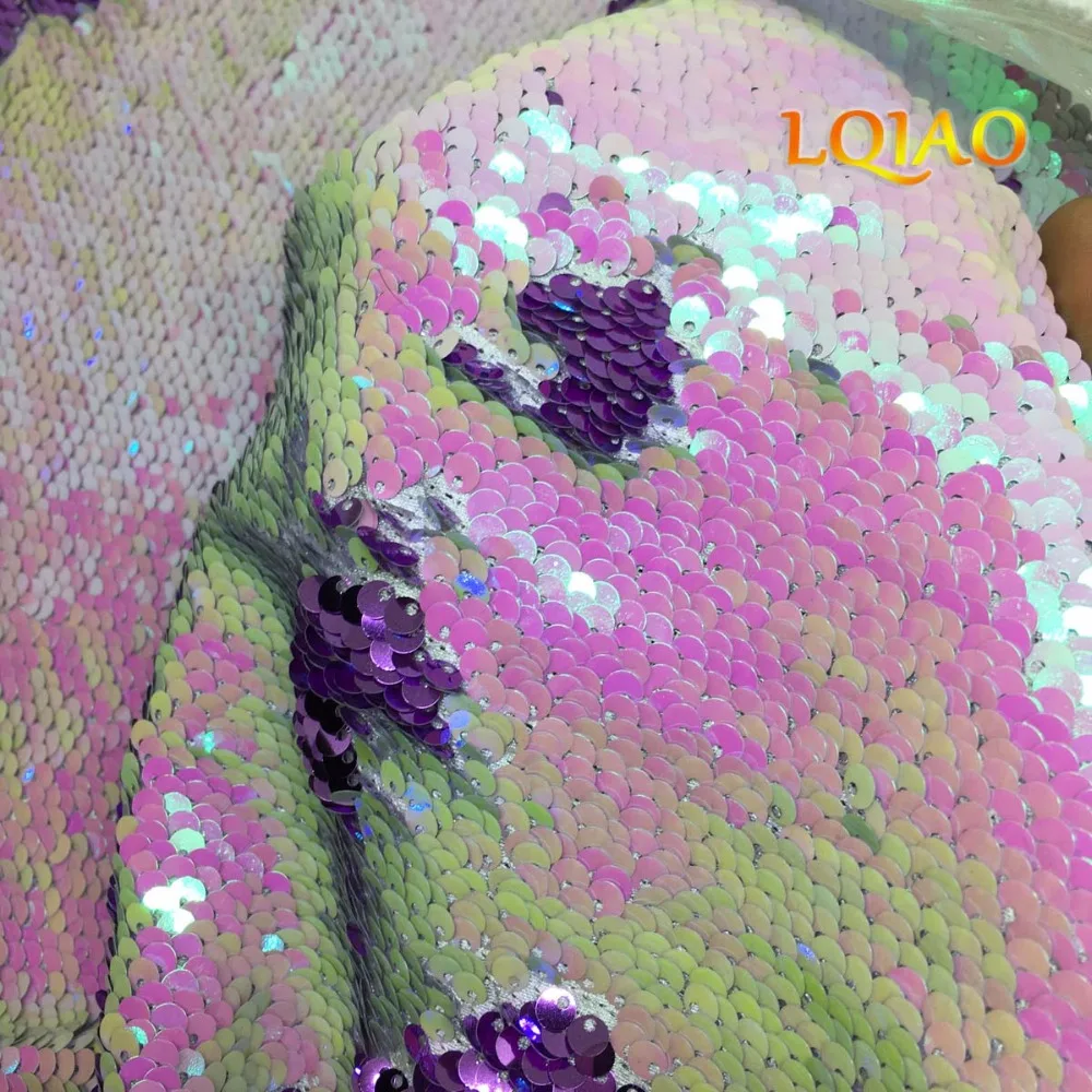 Iridescent White Lavender sequin fabric-008