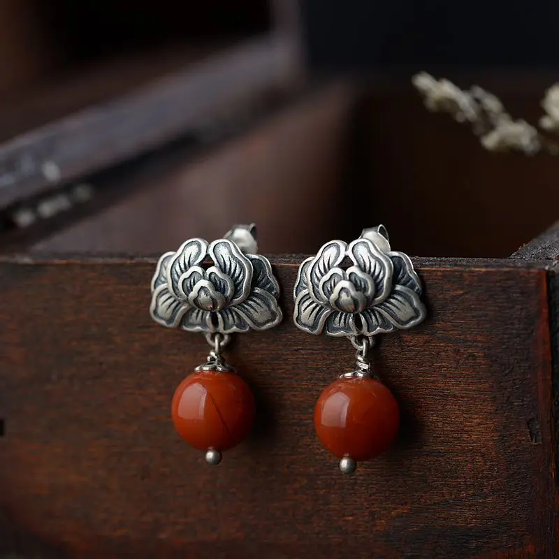 

2019 Earings Fashion Jewelry Brinco South Ears Wholesale S925 Inlaid Thai Craft Ornaments Of Contracted Eardrop Female Model