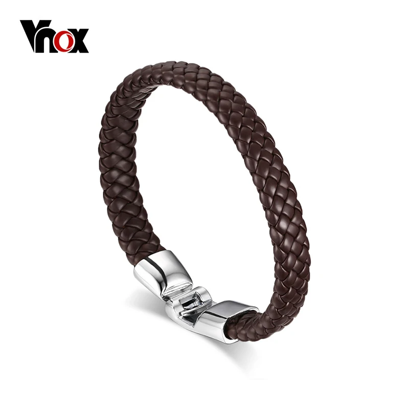 

Vnox Braided Leather Bracelet for Men Women Cuff Bracelet Alloy Buckle