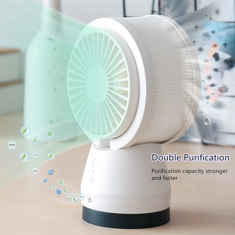 

Dual Air Purification Air Circulation Decibels Washable Body Swing Adjustment Release Negative Ions Electric Table Cooling Fan
