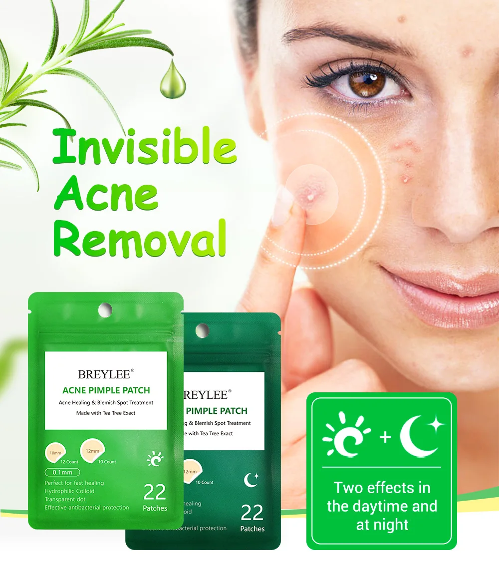 BREYLEE Acne Pimple Patch Tea Tree Serum Skin Care Quickly Remove Pimple Acne Treatment Stickers Facial Cream Essence 22 Patches