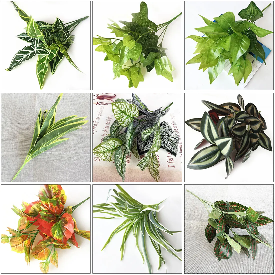 

Fake Leaf Foliage Imitation Plastic Artificial Grass Leaves Flowers Flores Plant for Home Wedding Landscape Wall Decoration