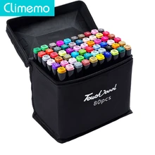 Climemo 80 цветов/коробка набор маркеров для рисования двойная головка художественная ручка эскиз маслянистый спирт маркеры для анимационной манги NP281