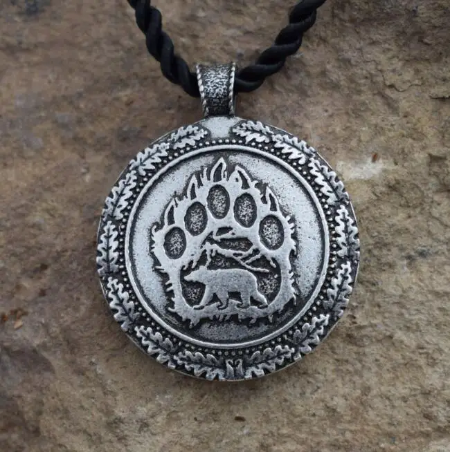 SanLan 1 шт. Викинг медведь лапа ожерелье в славянском стиле медведь языческий Кельт Викинг норвежский славянский дикие животные - Окраска металла: Покрытие антикварным серебром
