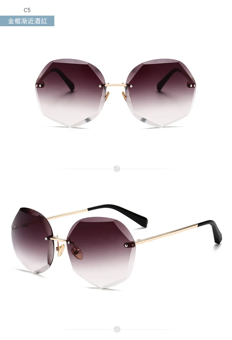 Женские модные летние солнцезащитные очки без оправы Солнцезащитные очки красочные оттенки для женщин очки уличный стиль розовый gafas de sol mujer - Цвет линз: C5