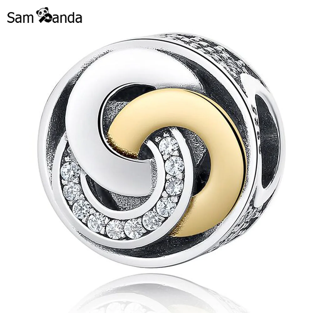 

100% 925 Sterling Silver Beads Interlinked Circles Creative Charms Fit Pandora Bracelets & Bangles Women Fashion DIY Jewelry