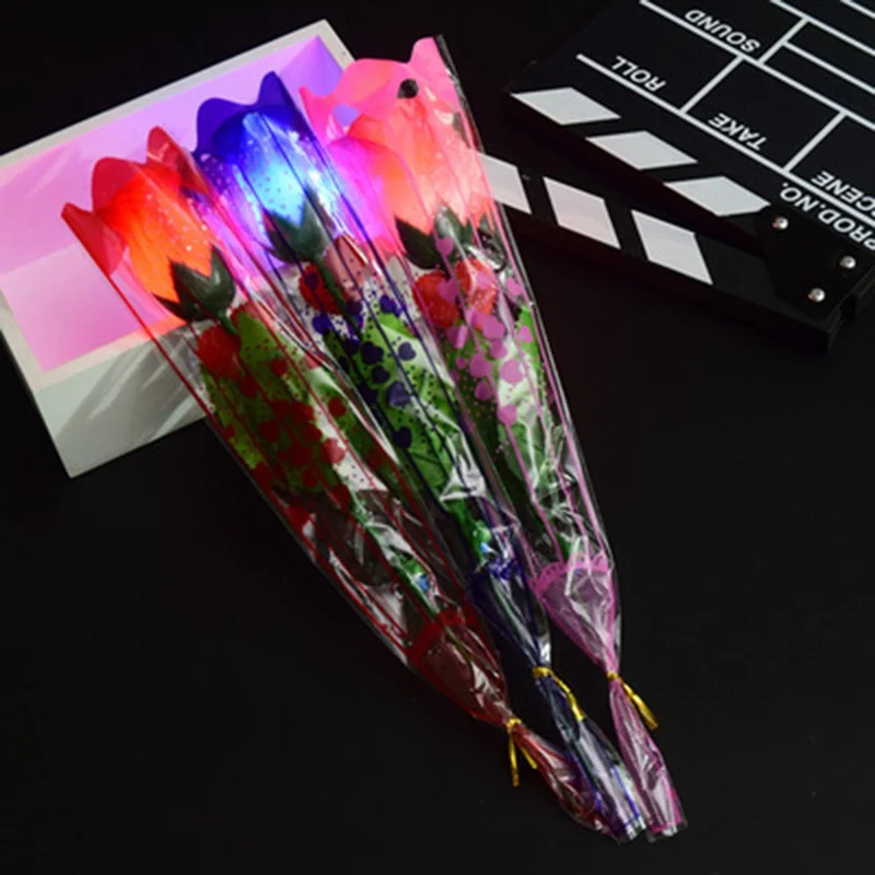 

2017 1PC LED Rose Simulation Luminous Plastic Rose Valentines Party Home Decoration