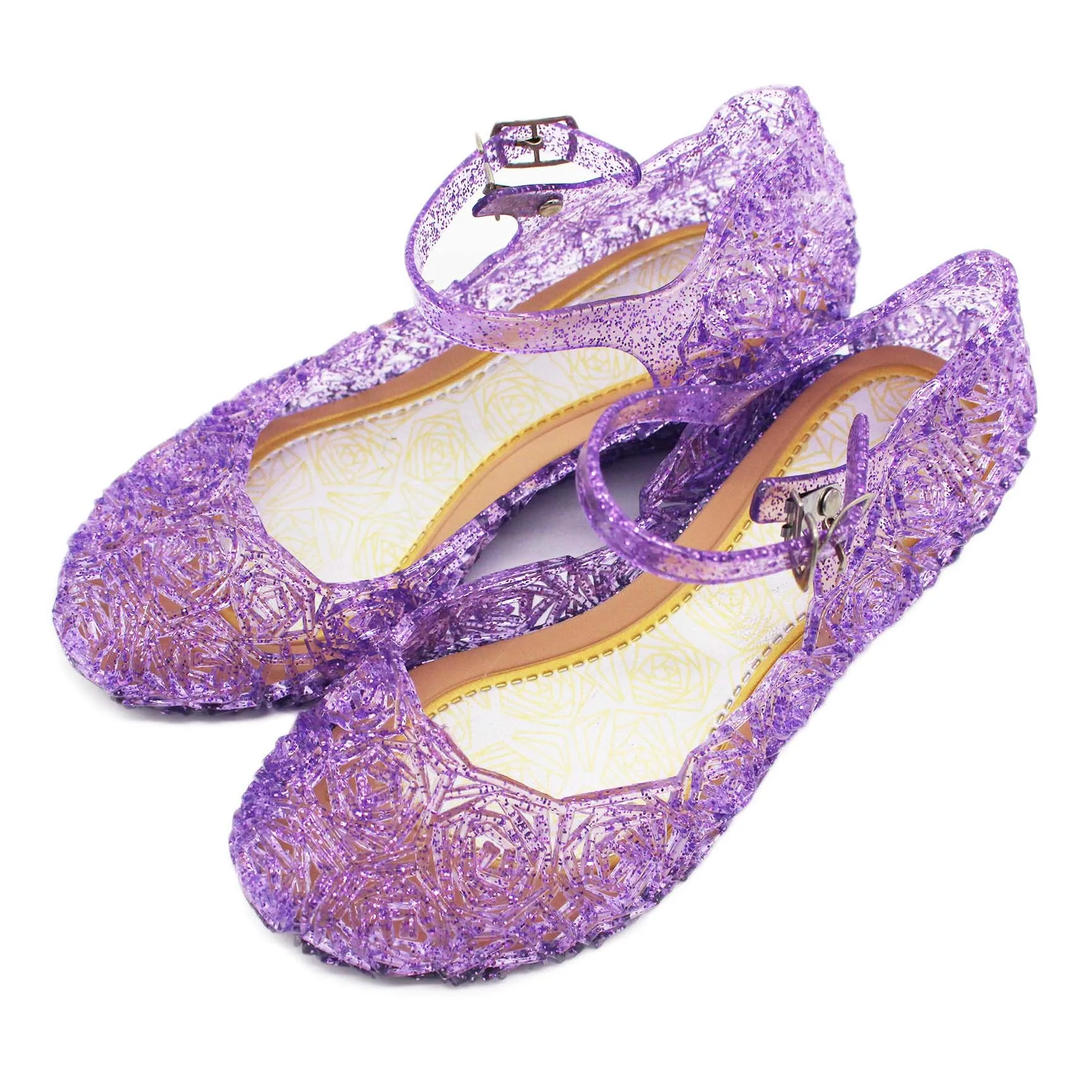 

Beautiful Princess's Sandals Toddler PVC Girl Sandals Soft Breathability Increased Sandals Glittering Cinderella's Crystal Shoes