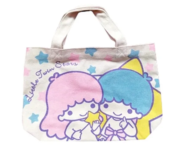 

Cute Cartoon Little Twin Stars My Melody Canvas Tote Bag Handbag Small Lunch Bag for Girls Kids School Women Picnic Food Bags