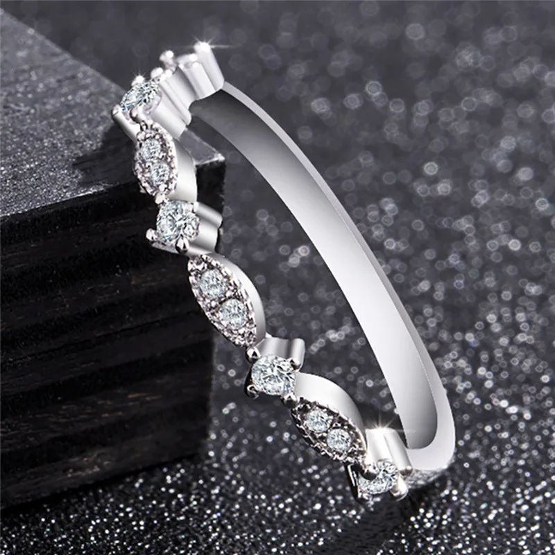 ROMAD Women Wedding Ring Horse Eye Infinity ring Rose Gold Color TOP Class Heart Rhinestones Studded Eternity Wedding Ring R4