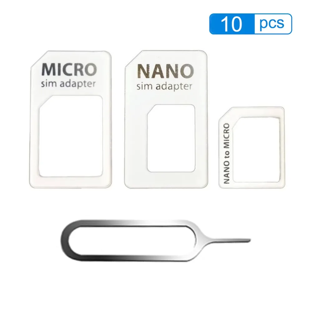 10 шт. 4 в 1 Nano sim-карта на Micro-стандартный адаптер для сим-карты конвертер с извлекающим контактным ключом Розничная упаковка для iPhone samsung