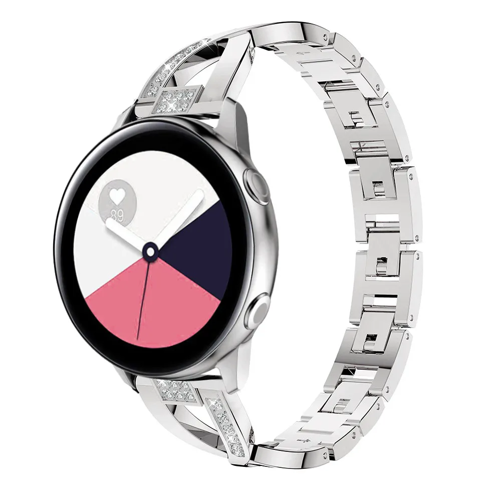 Ремешок для часов Samsung Galaxy Watch Active 2 1, металлический браслет с бриллиантом 40 мм 44 мм для Galaxy Watch 46 мм/42 мм Ремешок для часов Samsung Galaxy Watch Active 2 1, металлический браслет с бриллиантом 40 мм 44 мм для Galaxy Watch 46 мм/42 мм