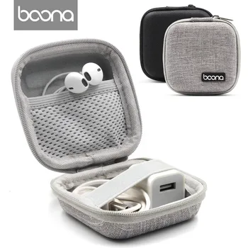 

Boona EVA Oxford Square Round Earphone Storage Case Holder Case Storage Carrying Hard Bag Box Case For Earphone Accessories