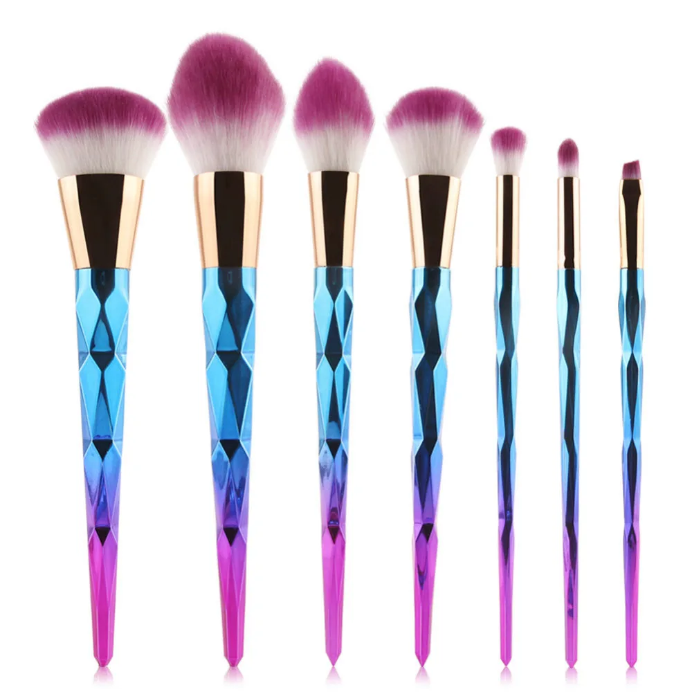 

7/10 Pcs Rainbow Makeup Brushes Set Rhinestone Makeup Brush Tools Pro Powder Foundation Eye Lip Concealer Face Brushes Kit