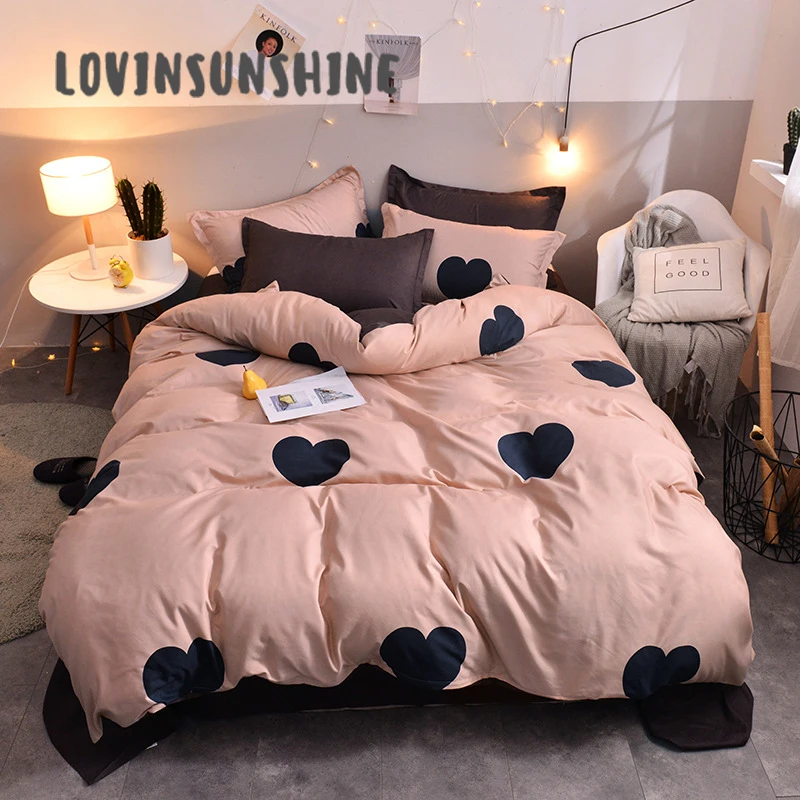 

LOVINSUNSHINE Comforter Bedding Sets Cover Duvet Queen Home Textile Love Pattern 4pcs Bed Quilt AB#42