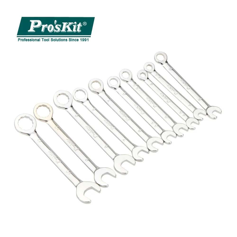 

Pros'Kit HW-609B 10Pcs Mini Electronic Combination Metric Wrench Spanner Set Hardware Repair Tool Open-End Spanner Hand Tools