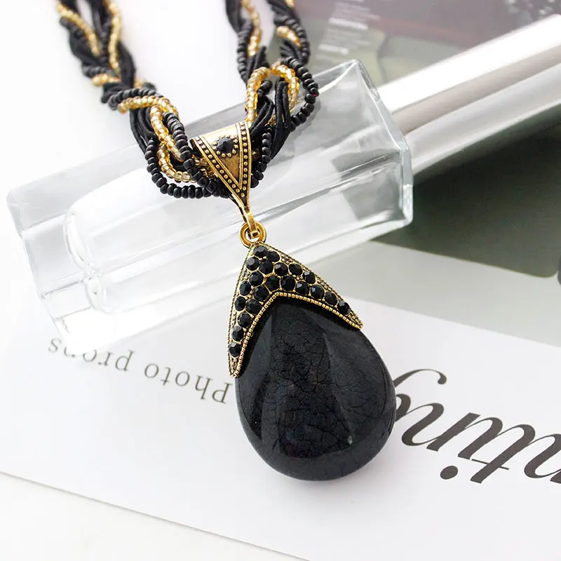F& U винтажное ювелирное ожерелье модное популярное ретро богемное стильное многослойная цепочка с бусинами хрустальное ожерелье в форме капли