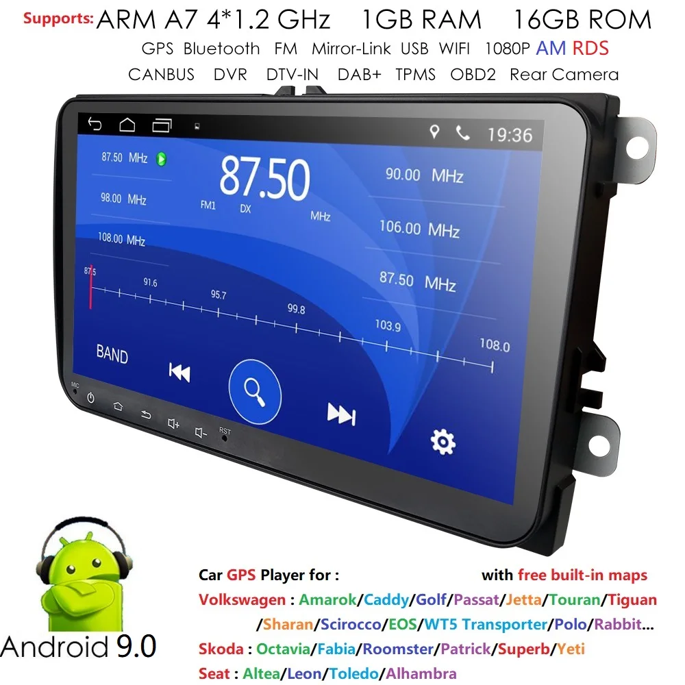 ЕС/Австралия/США склады " Android 9,0 автомобильный радиоприемник gps навигация для VW Skoda Octavia golf 5 6 touran passat B6 jetta polo tiguan RDS