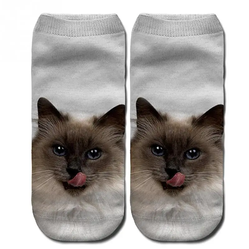 3D шаблон лодыжки носки модные унисекс противоскользящие взрослых Прекрасный мультфильм кошка узор женские мужские носки 7 моделей оптом - Цвет: 908